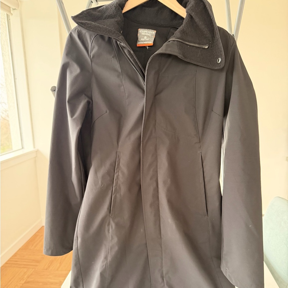 Icebreaker Black Women's Trench Coat with Fleece Collar - Picture 6 of 6